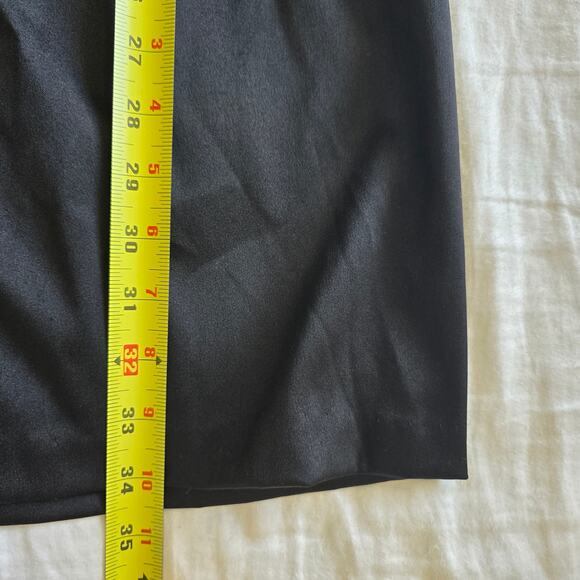 Vintage CDC Floral Embroidered Y2K Satin Mini Dress Black Size 12 Stretch - Picture 8 of 8